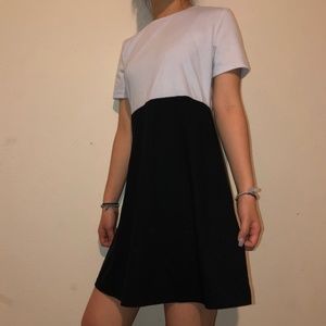 Half Black White One Piece Dress